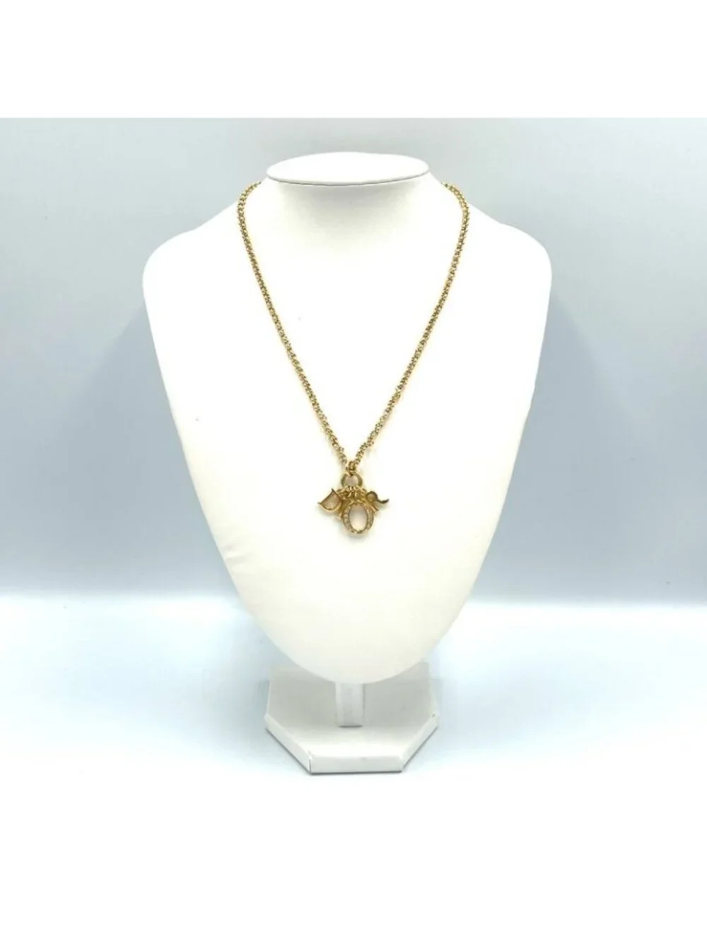 Dior Vintage Logo Gold Plated Necklace - Picture 10 of 11